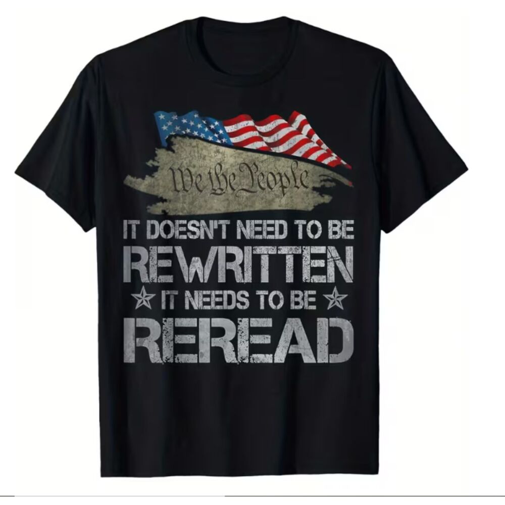 T-shirt "We the People” Distressed Black Constitutional Quote Shirt Men's Tee